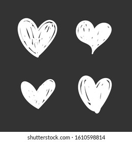 Heart doodles collection. Valentine's day hand drawn hearts. Love symbols.