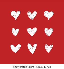 Heart doodles. Hand drawn hearts. Love symbol collection.
