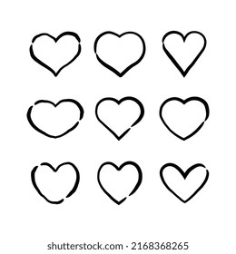 Heart doodles. Hand drawn hearts. Valentine's day love illustrations.