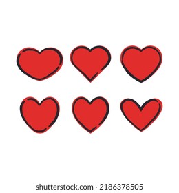 Heart doodles. Hand drawn hearts. Romance and love decorative elements in handmade style.