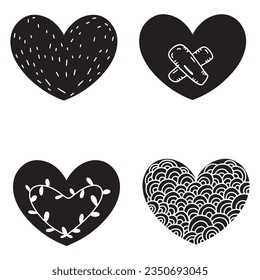 Heart doodles. Hand drawn hearts. Design elements for Valentine's day. 
