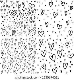 Heart doodles, hand drawn love background