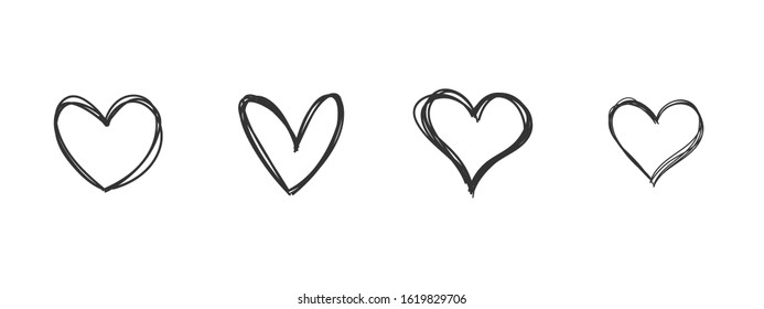 Heart doodles. Hand drawn love symbol. Valentine's day sketches.