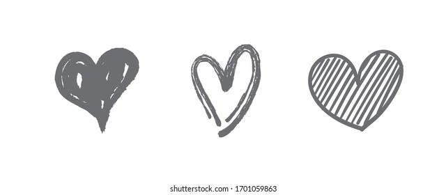 Heart doodles, hand drawn love illustrations