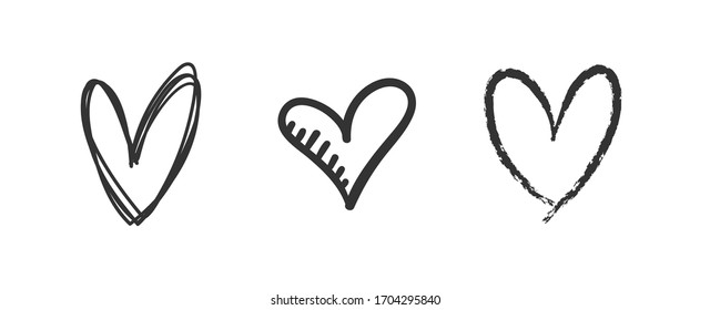 Heart doodles, hand drawn love illustrations