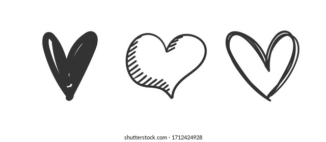 Heart doodles, hand drawn love illustrations