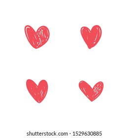 Heart doodles. Love symbol. Hand drawn collection of heart illustrations.