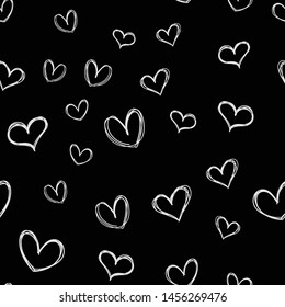 Heart doodles seamless pattern. Hand drawn hearts texture.