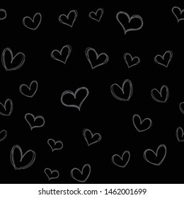 Heart doodles seamless pattern. Hand drawn hearts texture.