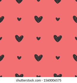 Heart doodles seamless pattern. Hand drawn love texture background.