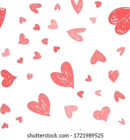 Doodles cardíacos sin fisuras. La textura del corazón dibujado a mano. Antecedentes románticos del día de San Valentín.