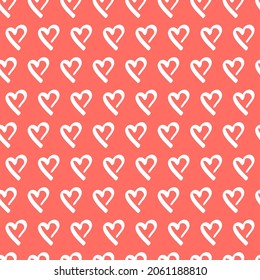 Patrón sin fisuras de garabatos cardíacos. La textura del corazón dibujado a mano. Antecedentes románticos del día de San Valentín.