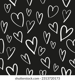 Heart doodles seamless pattern. Hand drawn hearts texture.