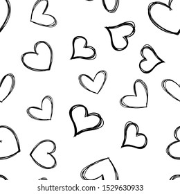 Heart doodles seamless pattern. Love hearts texture background.