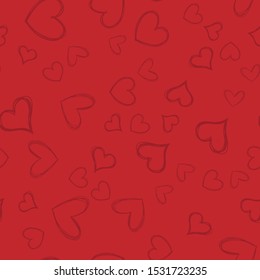 Heart doodles seamless pattern. Love hearts texture background.