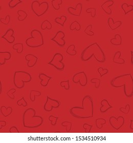Heart doodles seamless pattern. Love hearts texture background.