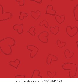 Heart doodles seamless pattern. Love hearts texture background.