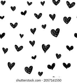 Heart doodles seamless pattern. Love Background texture. Valentine's day romantic design.