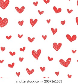 Herz doodles nahtloses Muster. Liebe Hintergrundstruktur. Valentinstag romantisches Design.