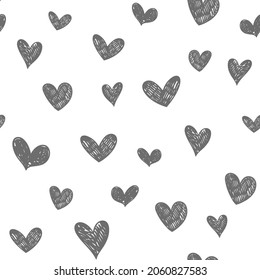 Patrón sin fisuras de garabatos cardíacos. Textura de fondo de amor. Diseño romántico de San Valentín.