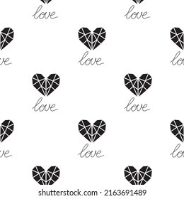 Heart doodles seamless pattern. Love illustration hearts hand drawn background. Vector