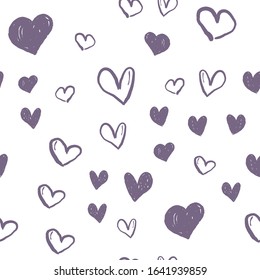 Heart doodles seamless pattern. Valentine's day texture design. Love background with hand drawn illustrated hearts.