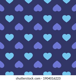 Heart doodles seamless pattern. Valentine's Day patterns. Dark blue