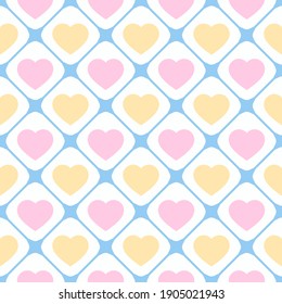 Herz doodles nahtloses Muster. Valentinstag-Muster. Für Ihr Design. Rosa, gelb und blau.