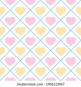 Heart doodles seamless pattern. Valentine's Day patterns. For your design. Pink, yellow and blue.