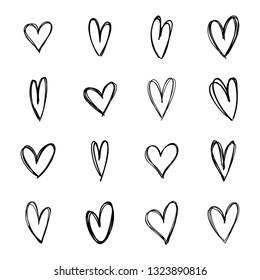 Heart doodles set
