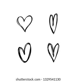 Heart doodles set