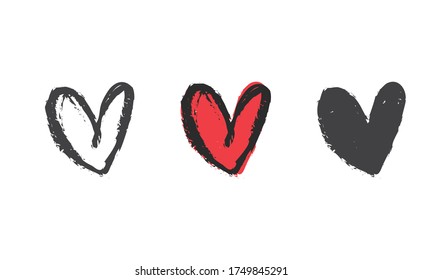 Heart doodles set. Collection of hand drawn illustrated hearts.