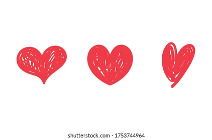 Heart doodles set. Collection of hand drawn hearts for valentine's day design or wedding card invitation.