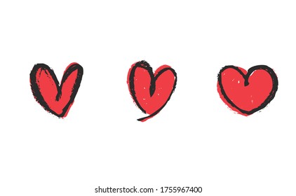 Heart doodles set. Collection of hand drawn illustrated hearts.