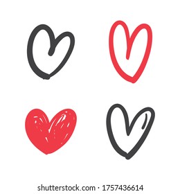Heart doodles set. Collection of hand drawn hearts for valentine's day design or wedding card invitation.