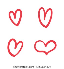 Heart doodles set. Collection of hand drawn hearts for valentine's day design or wedding card invitation.