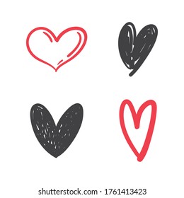 Heart doodles set. Collection of hand drawn hearts for valentine's day design or wedding card invitation.