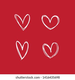 Heart doodles set. Hand drawn hearts. Linear sketch illustrations. Symbols of love.