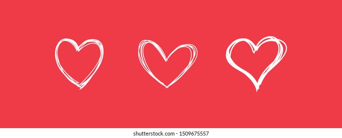 Heart doodles. Set of hand drawn hearts. Love symbol collection.