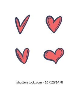 Heart doodles. Set of hand drawn heart illustrations.