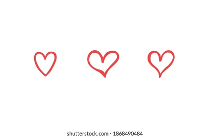 Herzdoodles-Set. Handgezeichnete Herzenskollektion. Valentinstag skizzierte Designelemente.