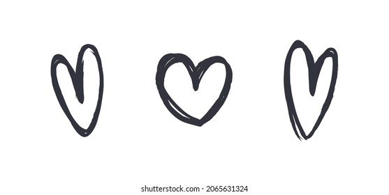 Los garabatos del corazón. Colección de corazones dibujados a mano. Ilustraciones de romance y amor.