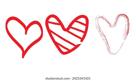 Heart doodles set. Hand drawn hearts collection. Romance and love illustrations.