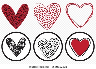 Heart doodles set. Hand drawn hearts collection. Romance and love illustrations. eps 10.