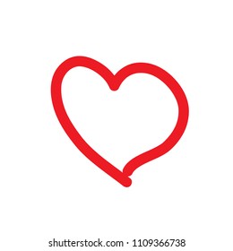 Heart, Doodles heart shape red, Free hand brush drawn hearts art line red color, Art drawn heart-shaped for design elements valentine's day, Red heart shape is a symbol of love (vector)