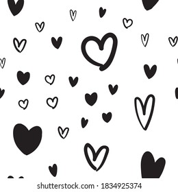 Heart doodles texture. Hand drawn valentine's day pattern. Hearts background.