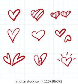 heart doodles vector