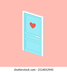 Heart door cartoon vector. free space for text. wallpaper. Valentine day sign.