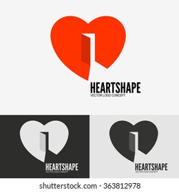 Heart With Door, Open Heart Symbol, Logo Template For Your Business Presentation