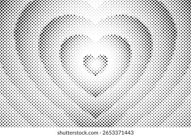 Arrière-plan point de coeur. Bande dessinée Hearts. Bordure en demi-teintes fondue. Pop art halfton. Motif d'évanouissement de tons écran. Motif d'amour. Texture groovy délavée. Fade le sac de creuset. Effet dégradé. Illustration vectorielle